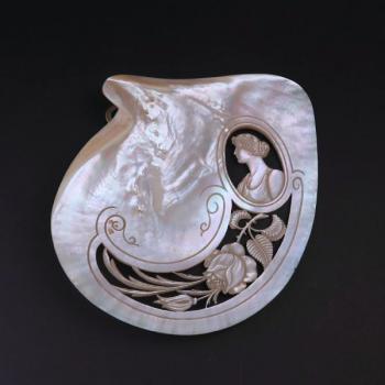 Art nouveau carved shell